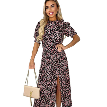 Multicoloured - Side - AX Paris Womens-Ladies Rose Print Midi Dress
