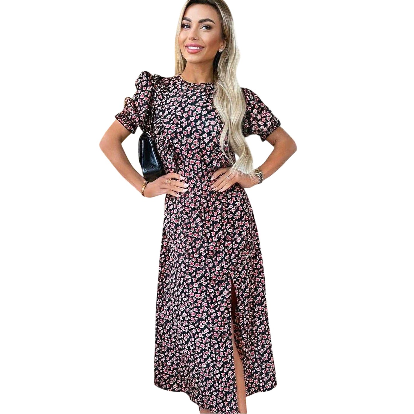 Multicoloured - Lifestyle - AX Paris Womens-Ladies Rose Print Midi Dress