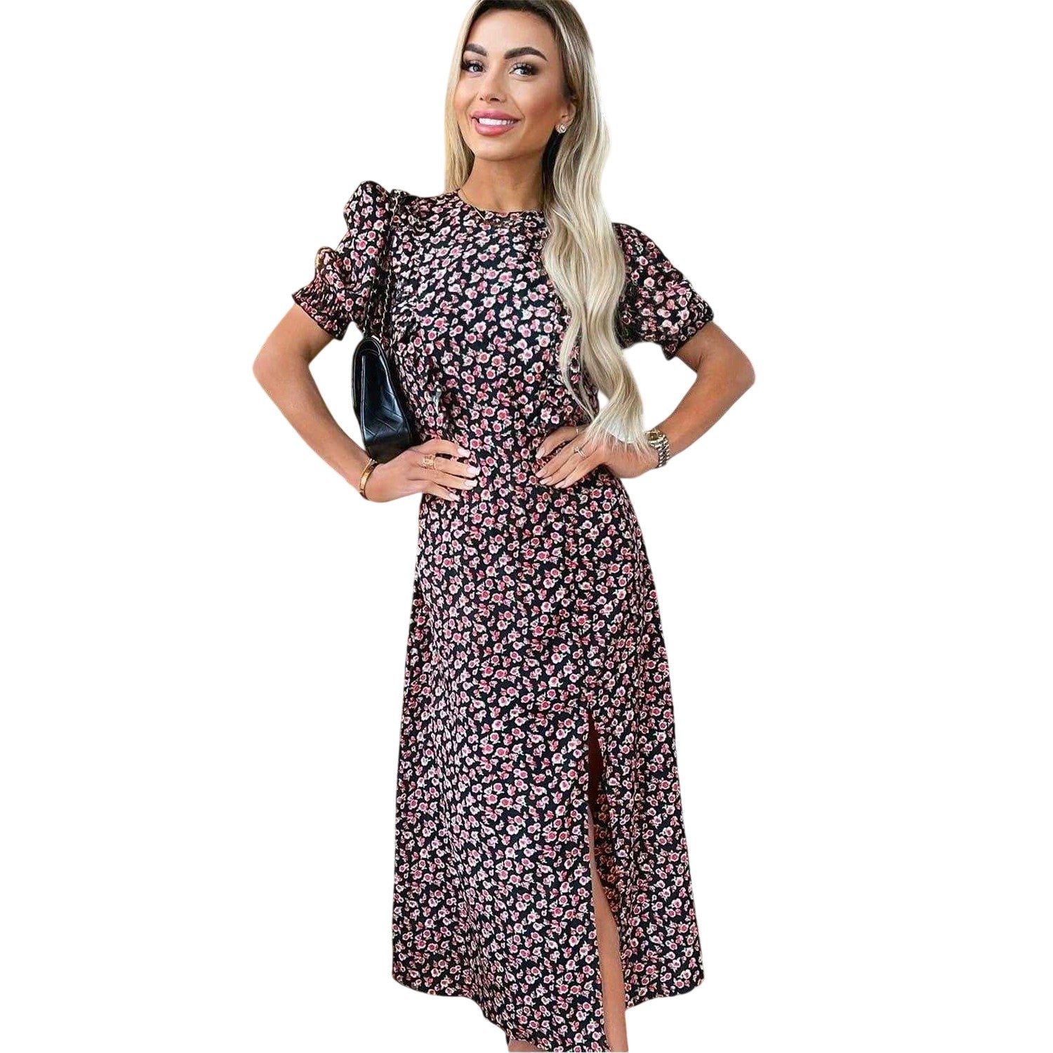 Multicoloured - Lifestyle - AX Paris Womens-Ladies Rose Print Midi Dress