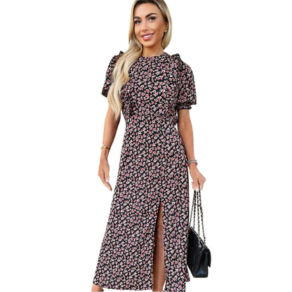 Multicoloured - Front - AX Paris Womens-Ladies Rose Print Midi Dress