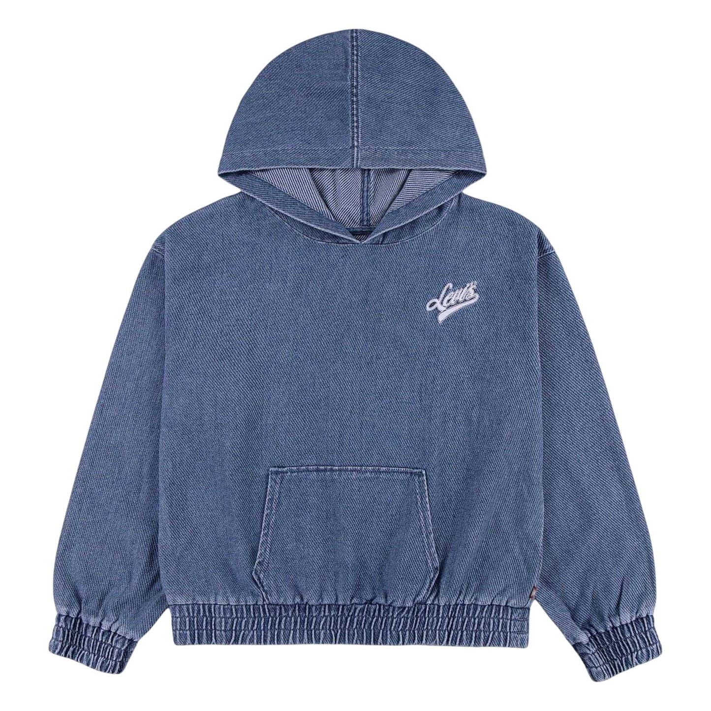 Denim Faded - Front - Levis Childrens-Kids Denim Drawstring Hoodie