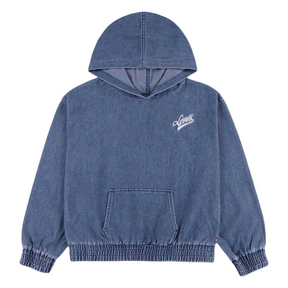 Denim Faded - Front - Levis Childrens-Kids Denim Drawstring Hoodie