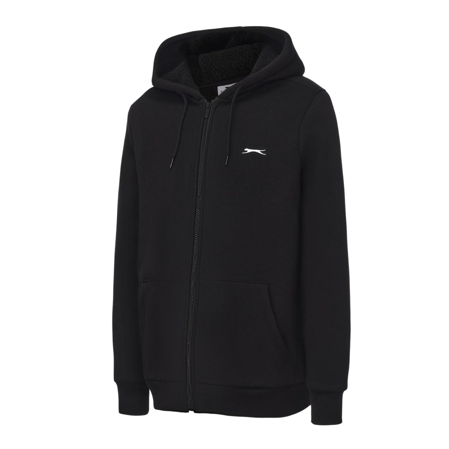 Black - Side - Slazenger Mens Borg Lined Full Zip Hoodie