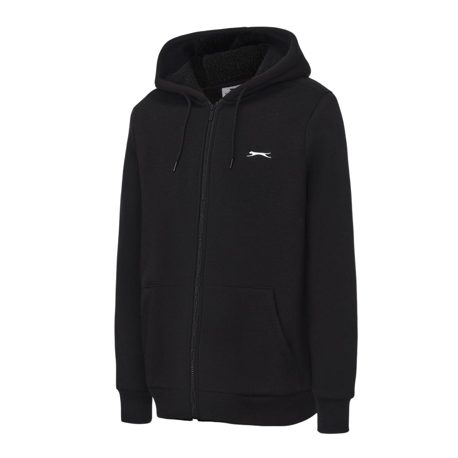 Black - Side - Slazenger Mens Borg Lined Full Zip Hoodie