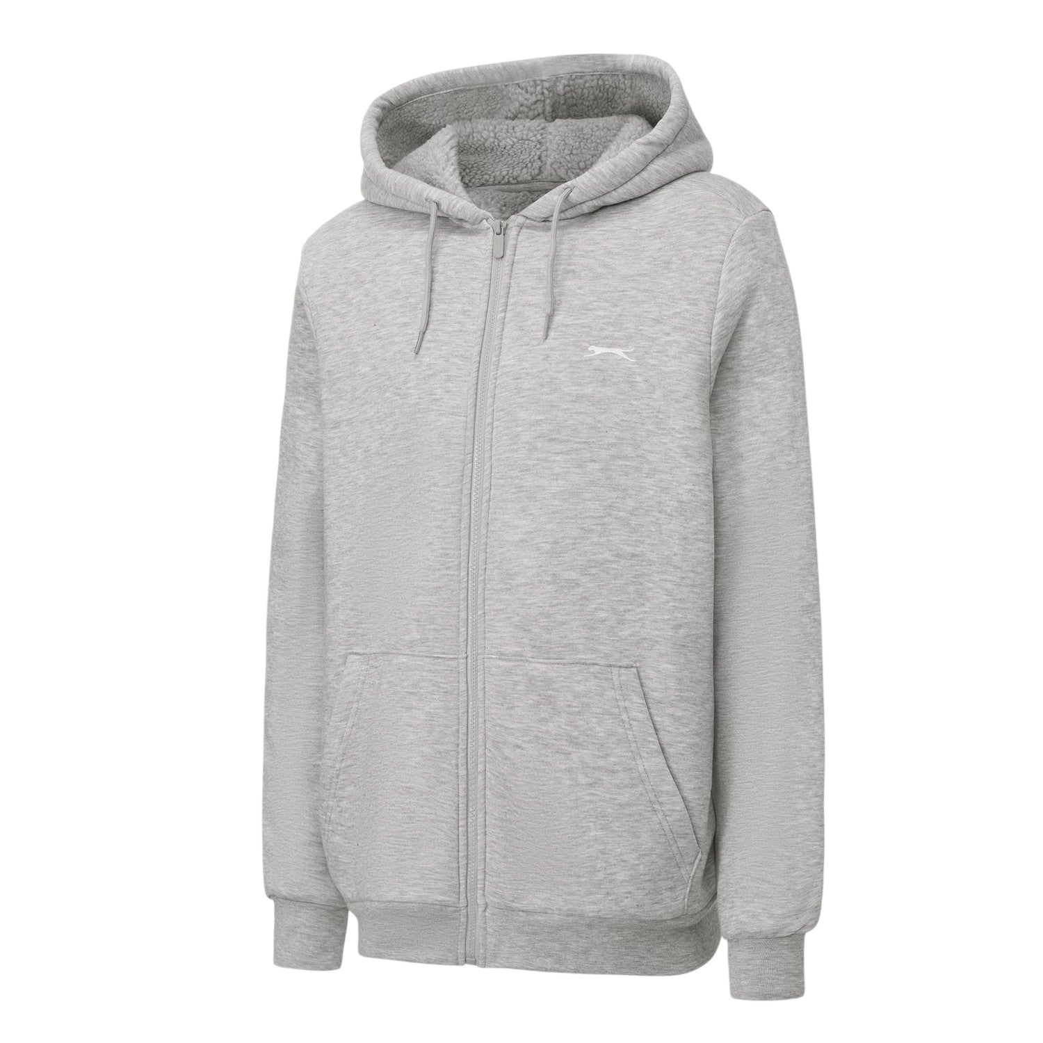 Grey Marl Marl - Side - Slazenger Mens Borg Lined Full Zip Hoodie