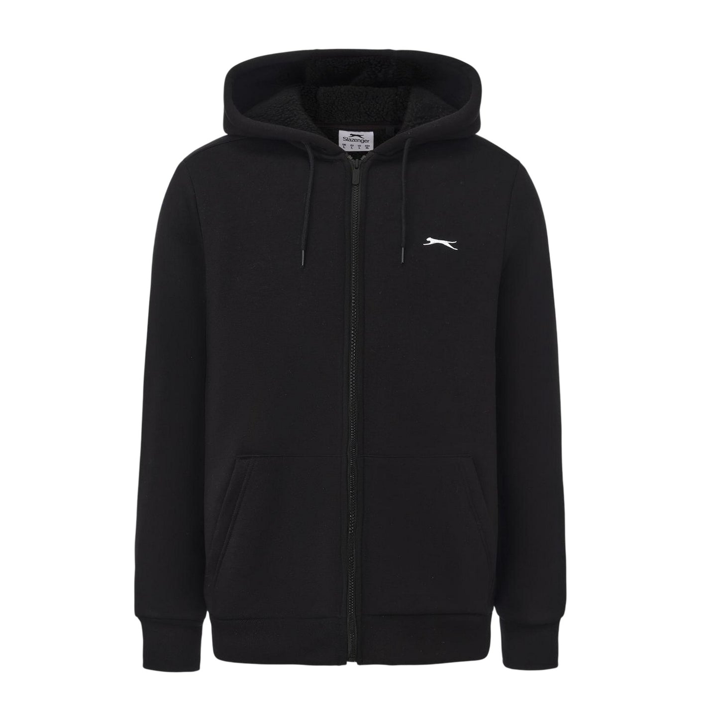 Black - Front - Slazenger Mens Borg Lined Full Zip Hoodie
