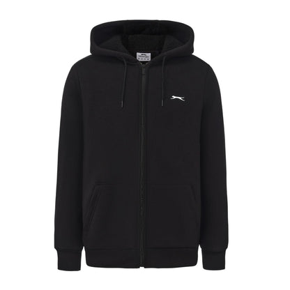 Black - Front - Slazenger Mens Borg Lined Full Zip Hoodie