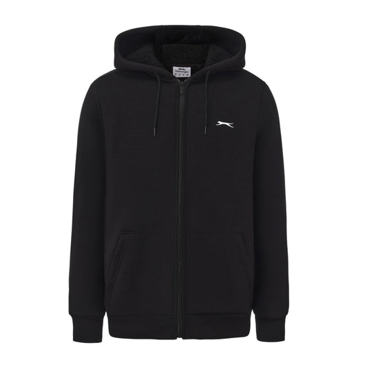 Black - Front - Slazenger Mens Borg Lined Full Zip Hoodie