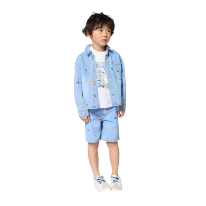 Denim - Lifestyle - Billieblush Childrens-Kids Denim Shark Embroidered Shorts