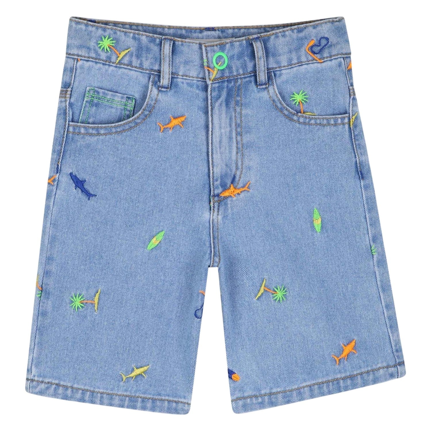 Denim - Front - Billieblush Childrens-Kids Denim Shark Embroidered Shorts