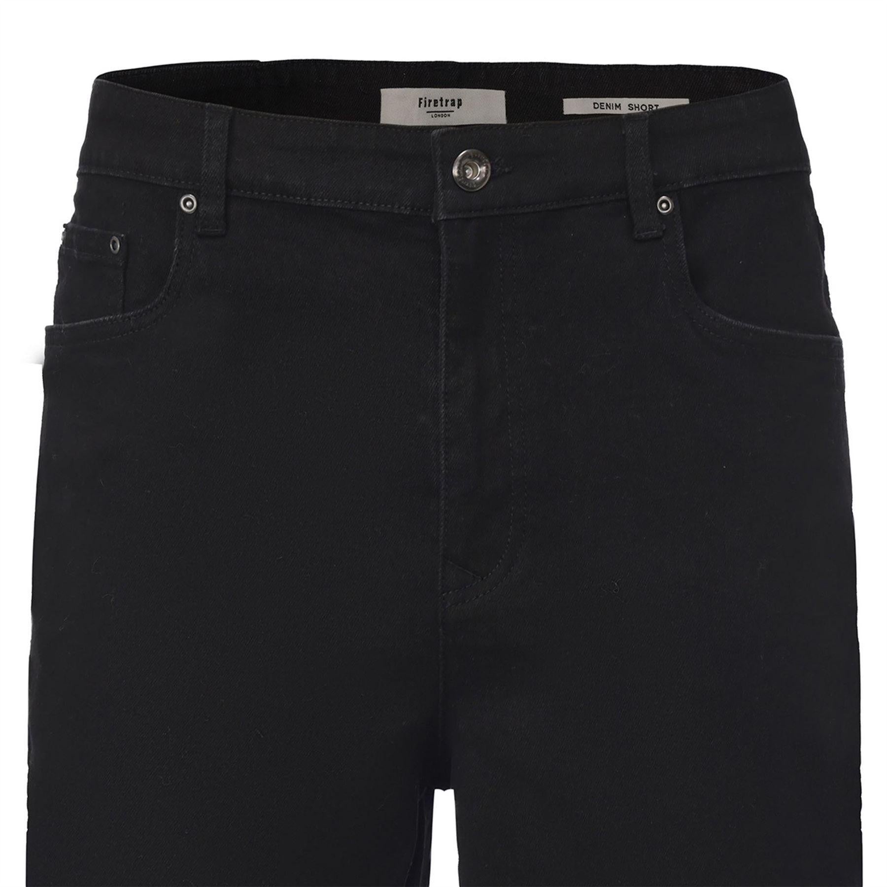 Black - Side - Firetrap Mens Denim Shorts