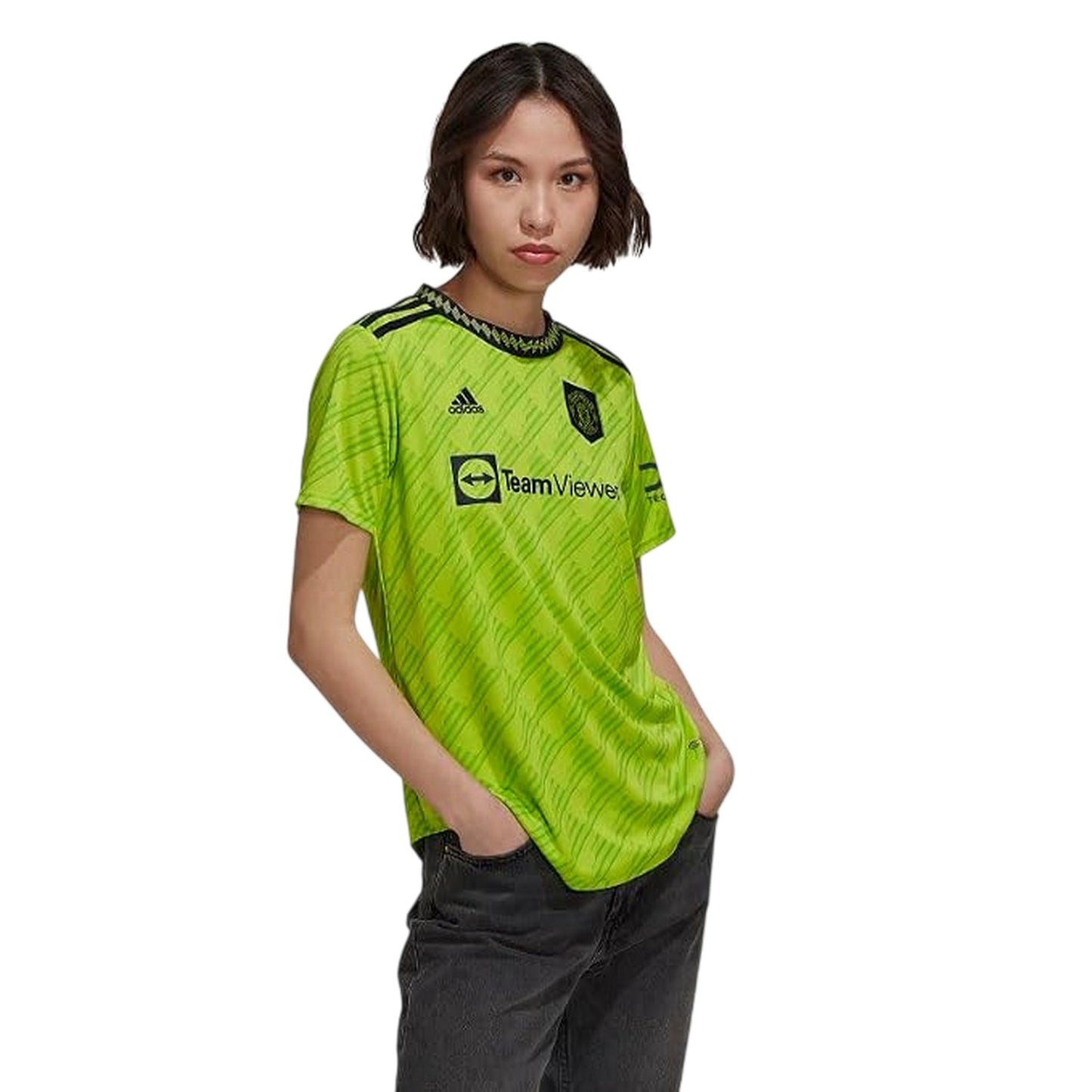 Lime - Side - Adidas Mens 22-23 Manchester United FC Home Jersey
