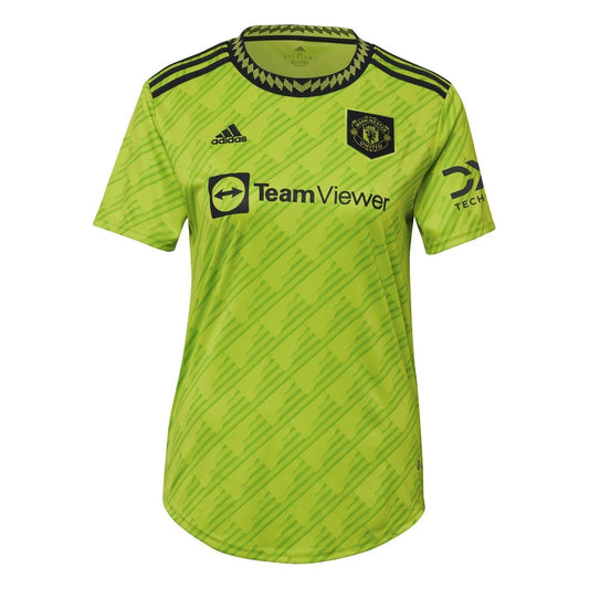 Lime - Front - Adidas Womens-Ladies 22-23 Manchester United FC Home Jersey