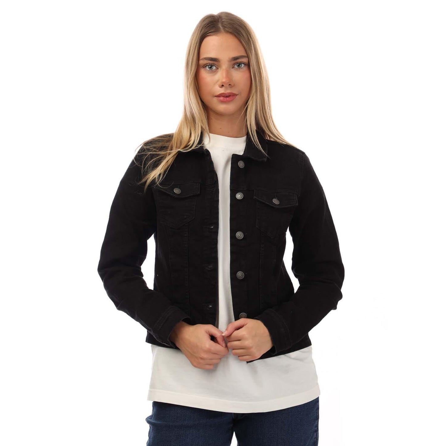 Black - Front - Only Womens-Ladies Wonder Denim Jacket