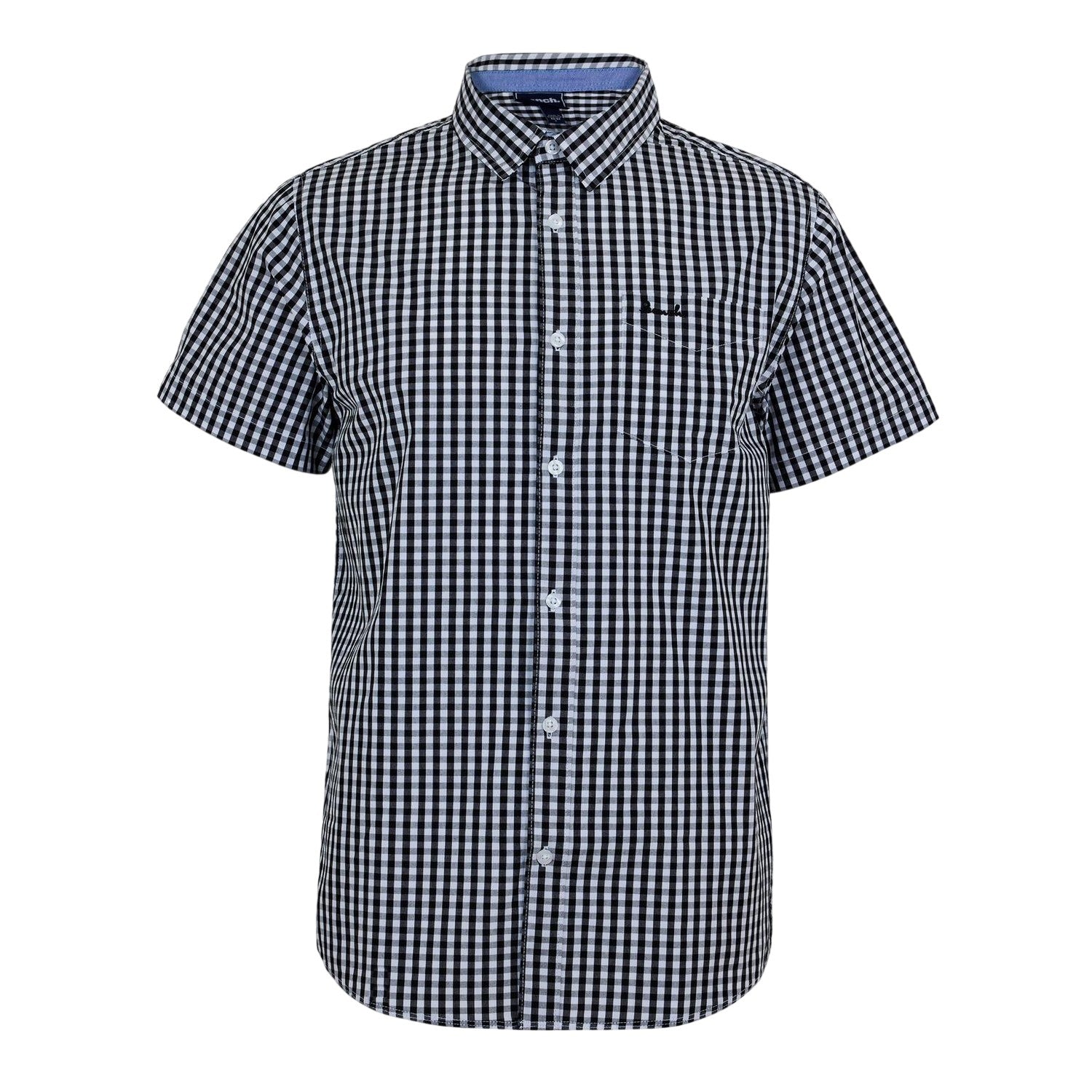 Black-White - Front - Bench Mens Esher Gingham Check Shirt