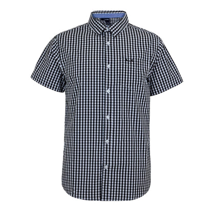 Black-White - Front - Bench Mens Esher Gingham Check Shirt