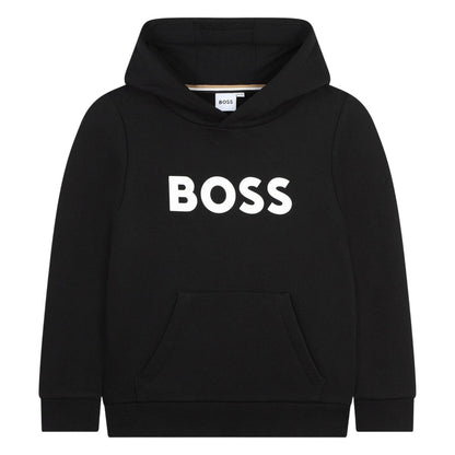Black - Front - Boss Childrens-Kids Logo Hoodie
