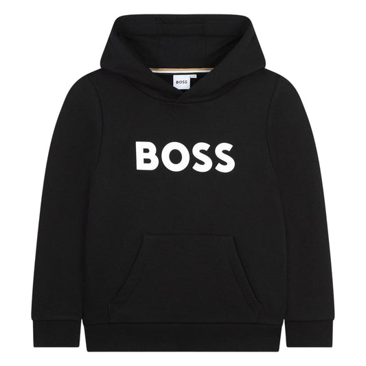 Black - Front - Boss Childrens-Kids Logo Hoodie