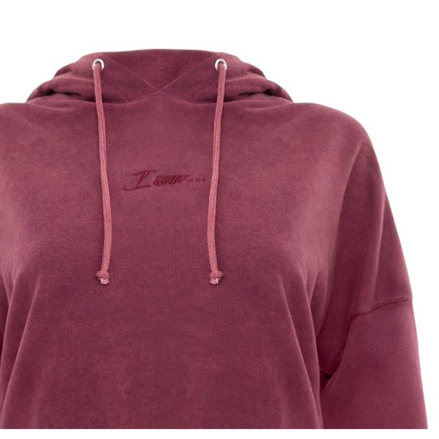 Burgundy - Side - I Saw It First Womens-Ladies Embroidered Logo Hoodie