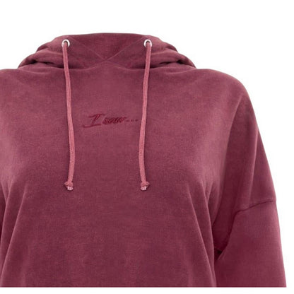 Burgundy - Side - I Saw It First Womens-Ladies Embroidered Logo Hoodie