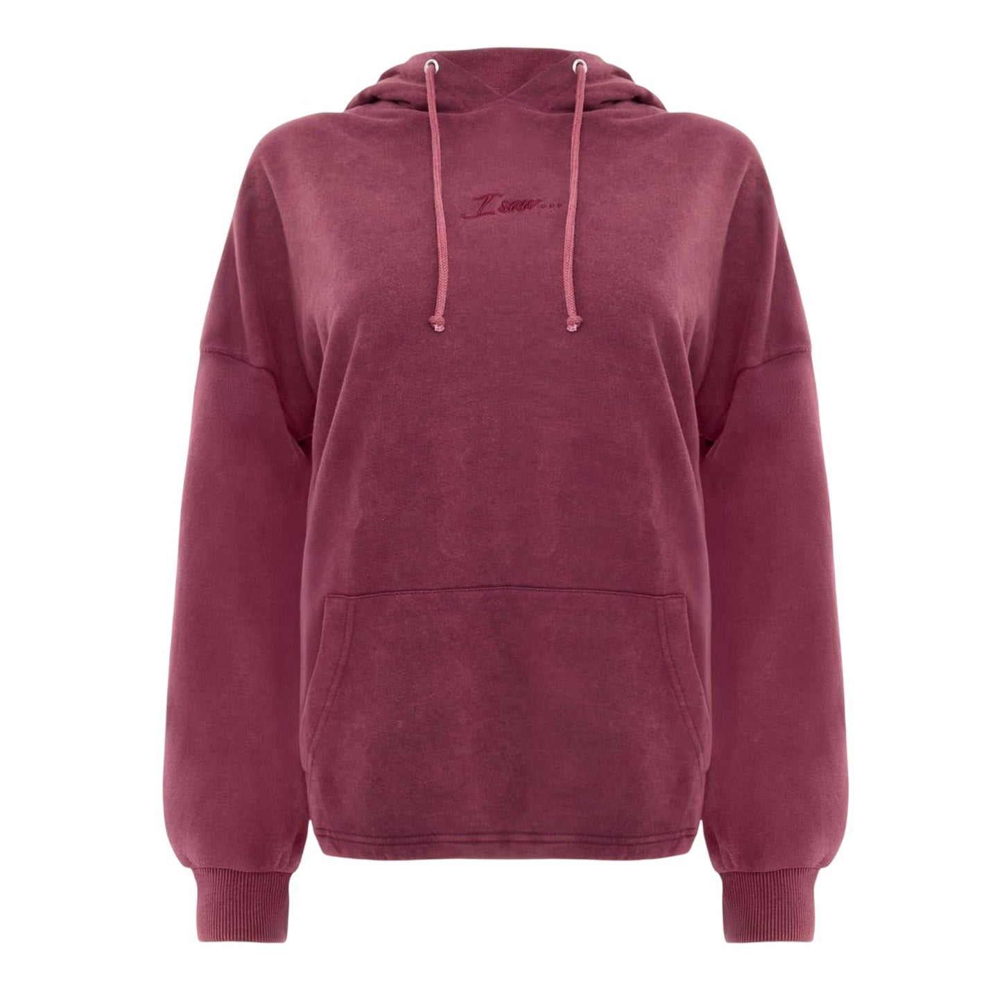 Burgundy - Front - I Saw It First Womens-Ladies Embroidered Logo Hoodie