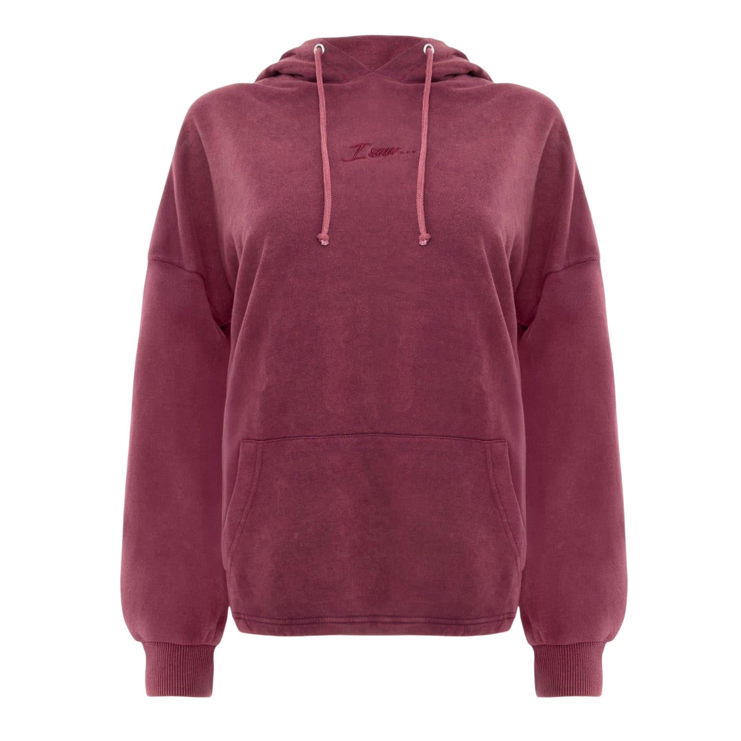 Burgundy - Front - I Saw It First Womens-Ladies Embroidered Logo Hoodie
