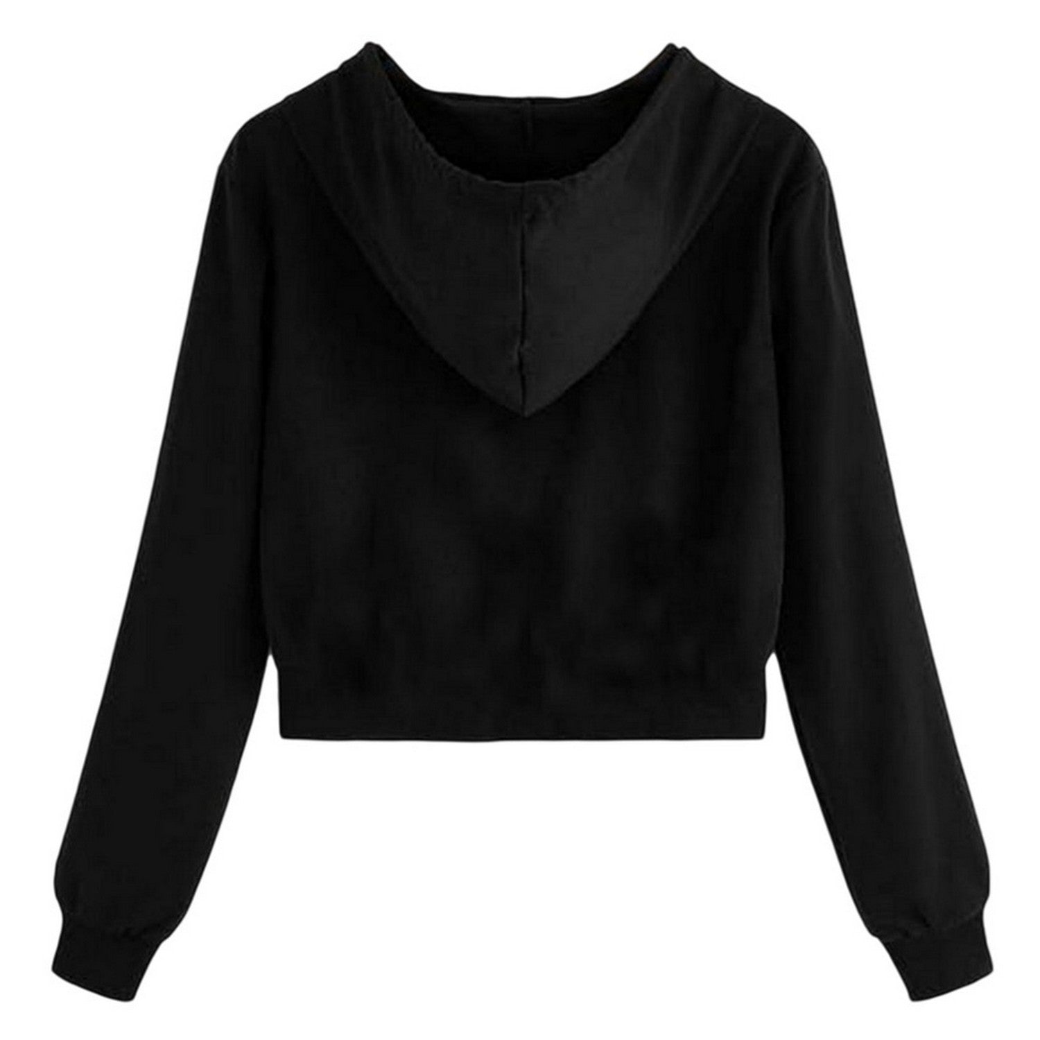 Black - Back - Miso Womens-Ladies Crop Hoodie