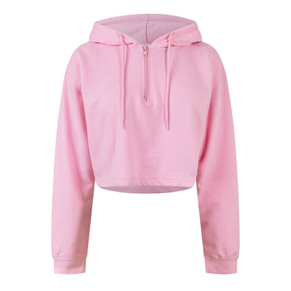 Pink - Front - Miso Womens-Ladies Crop Hoodie