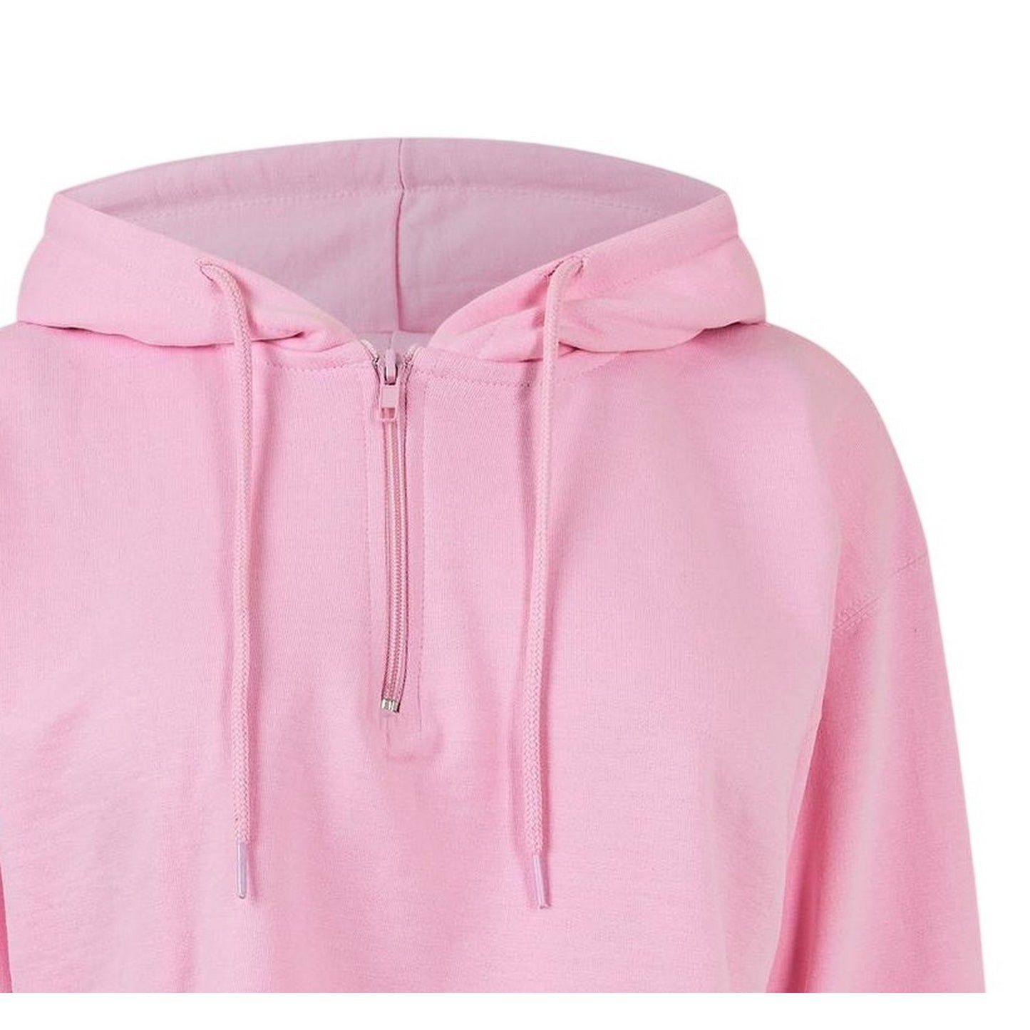 Pink - Side - Miso Womens-Ladies Crop Hoodie