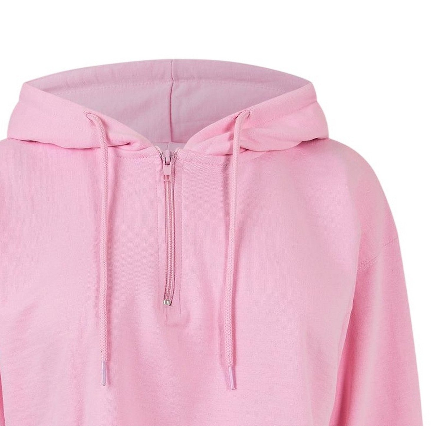 Pink - Side - Miso Womens-Ladies Crop Hoodie