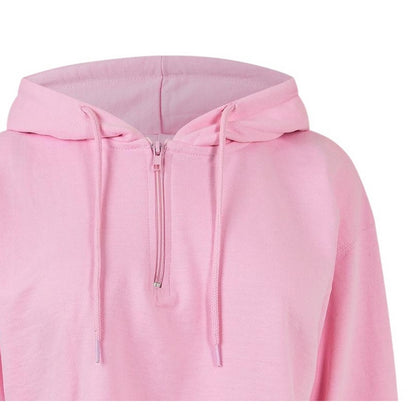 Pink - Side - Miso Womens-Ladies Crop Hoodie