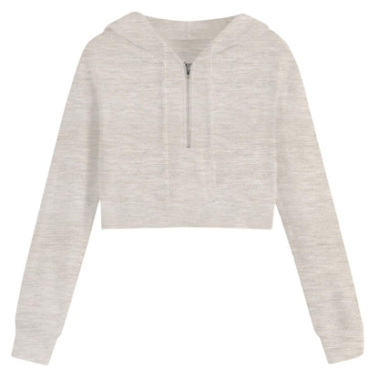 Sand - Front - Miso Womens-Ladies Crop Hoodie