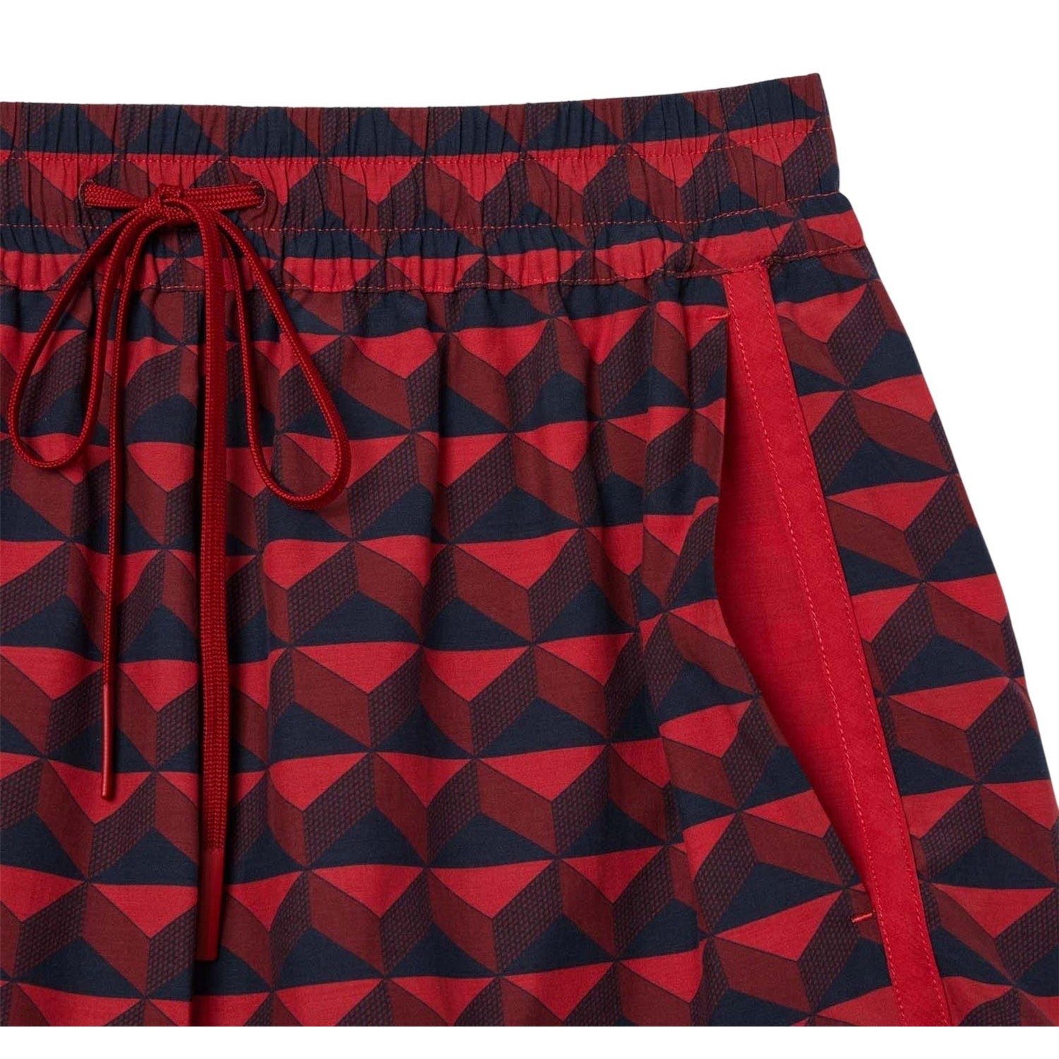 Burgundy - Side - Lacoste Womens-Ladies Motif Shorts