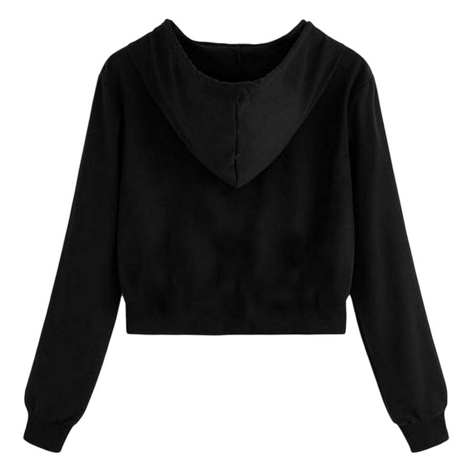 Black - Back - Miso Womens-Ladies Plain Crop Hoodie