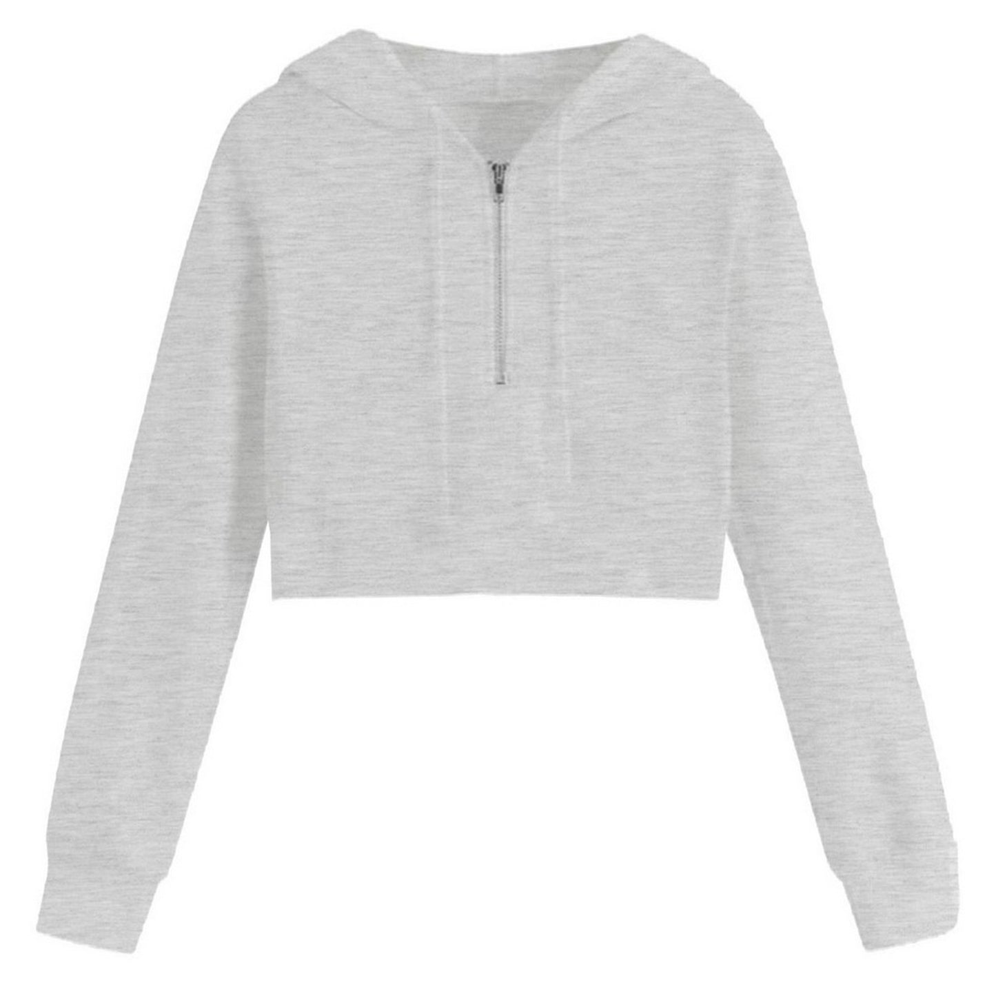 Grey - Front - Miso Womens-Ladies Plain Crop Hoodie