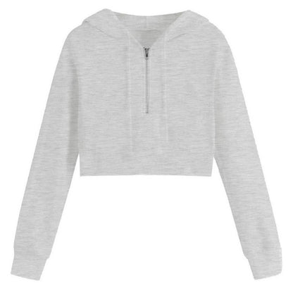 Grey - Front - Miso Womens-Ladies Plain Crop Hoodie