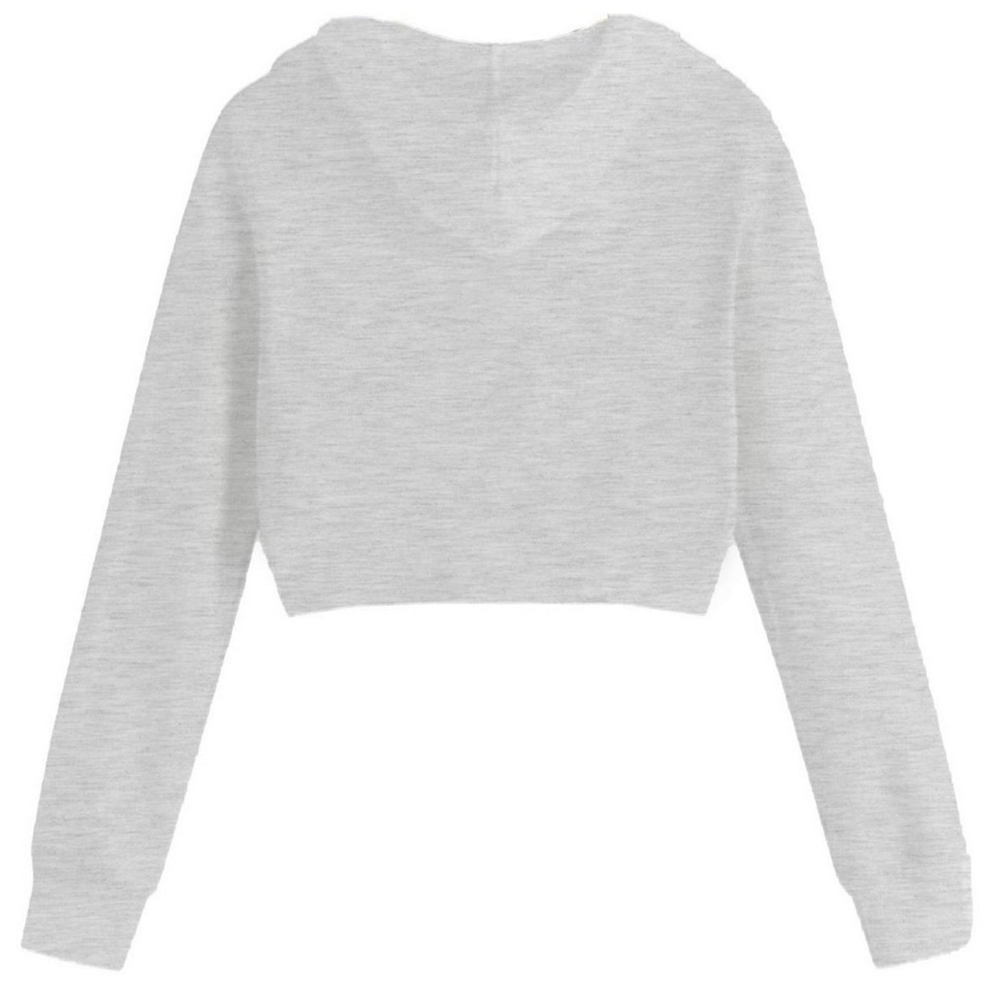 Grey - Back - Miso Womens-Ladies Plain Crop Hoodie