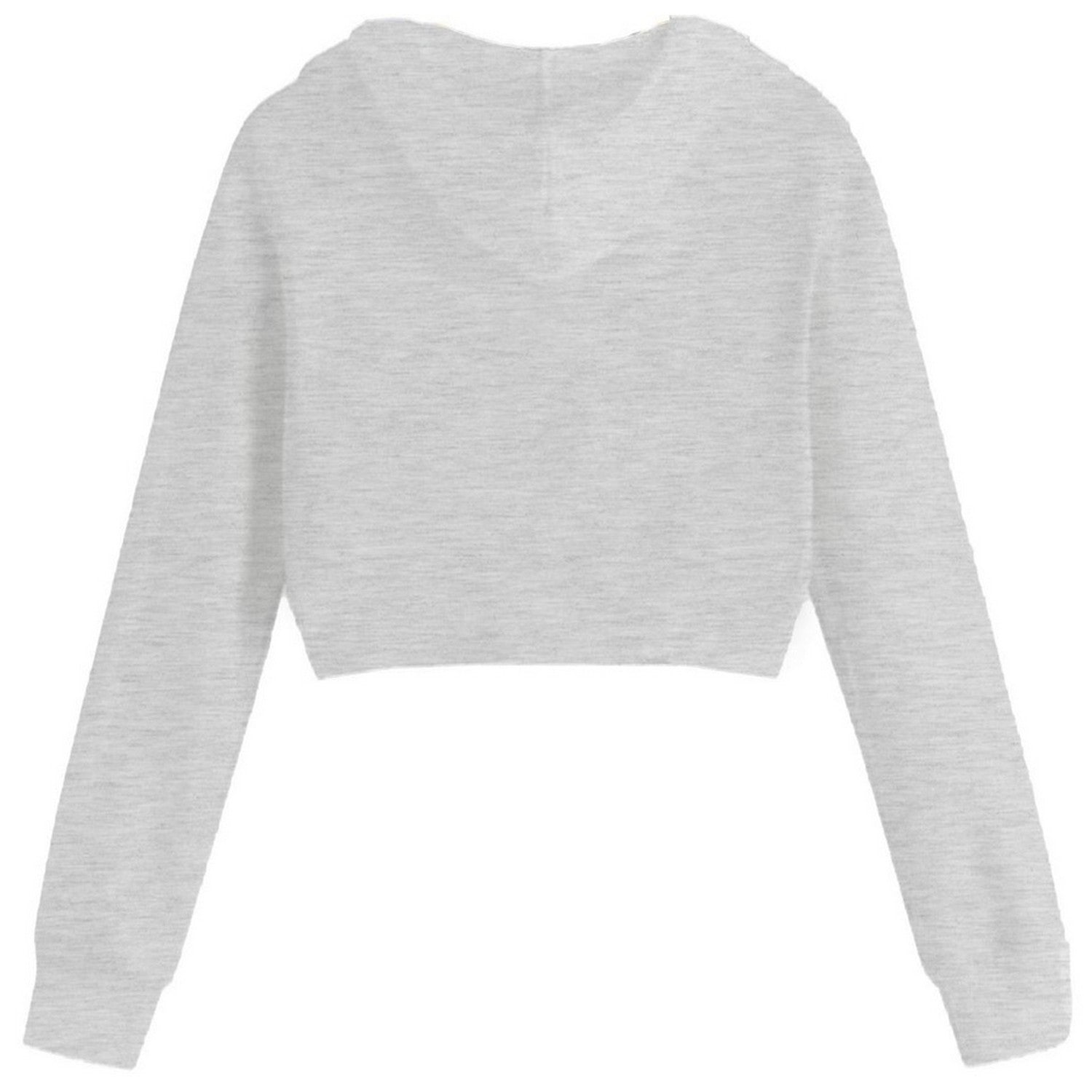 Grey - Back - Miso Womens-Ladies Plain Crop Hoodie