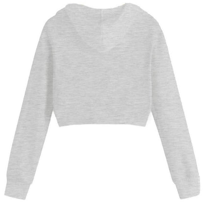 Grey - Back - Miso Womens-Ladies Plain Crop Hoodie