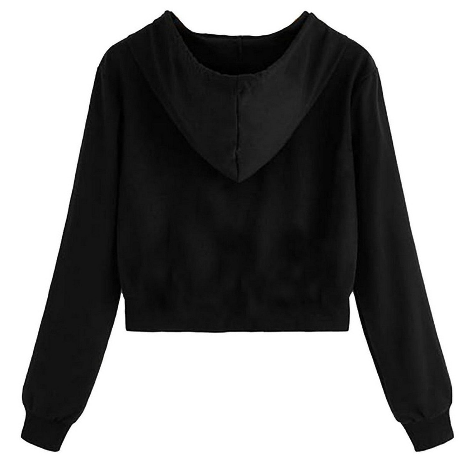 Black - Back - Miso Womens-Ladies Relaxed Fit Crop Hoodie