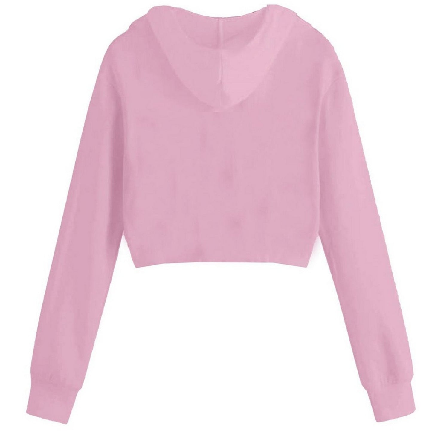 Pink - Back - Miso Womens-Ladies Relaxed Fit Crop Hoodie