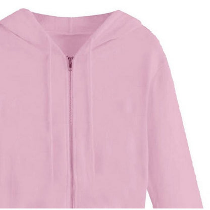 Pink - Side - Miso Womens-Ladies Relaxed Fit Crop Hoodie