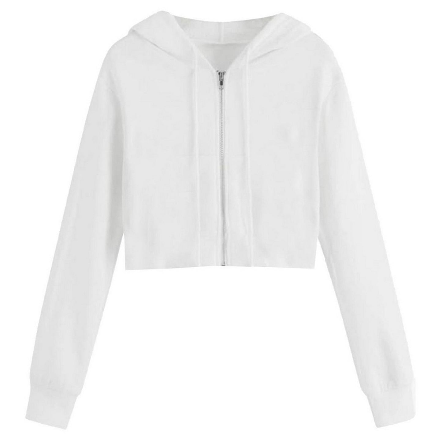 White - Front - Miso Womens-Ladies Relaxed Fit Crop Hoodie