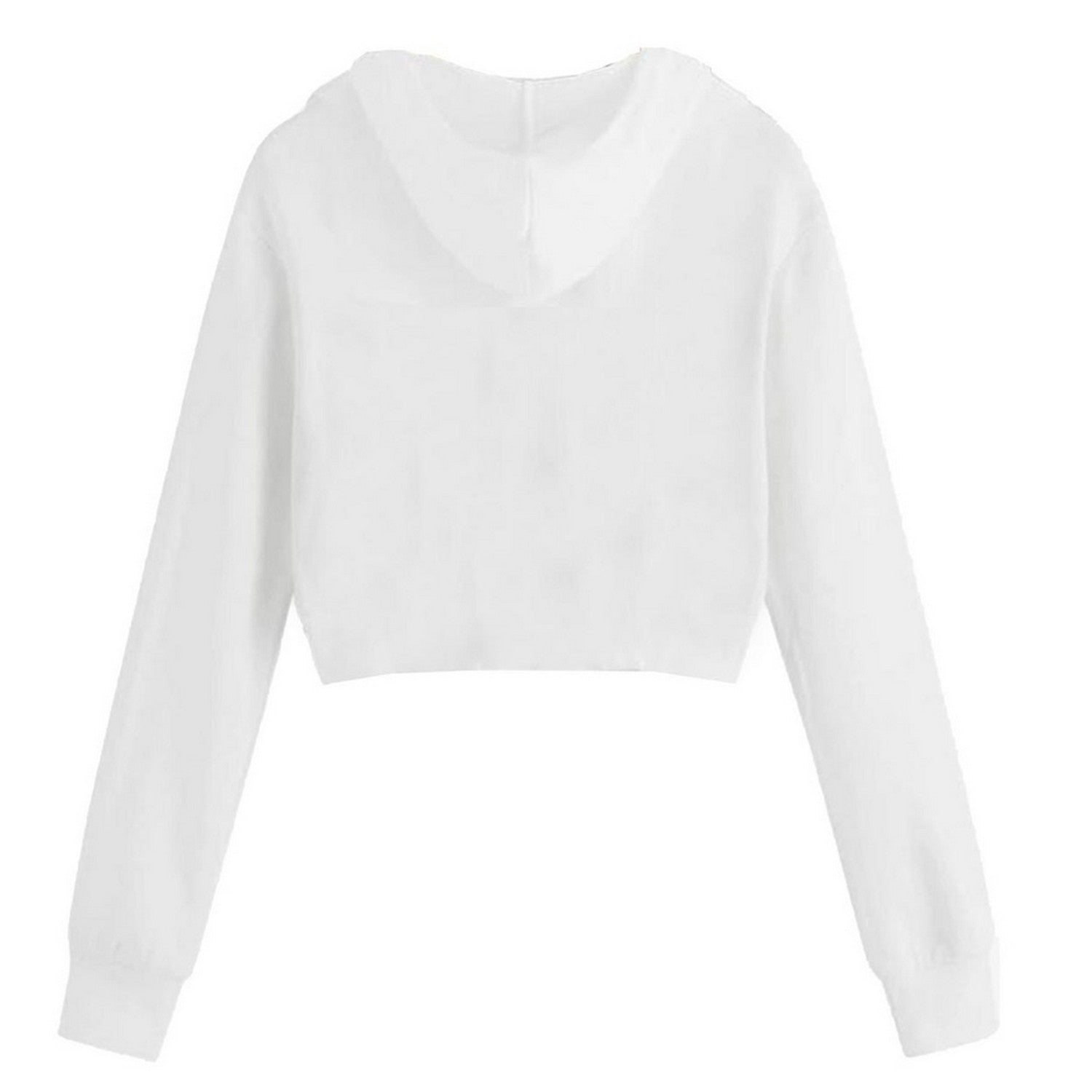 White - Back - Miso Womens-Ladies Relaxed Fit Crop Hoodie
