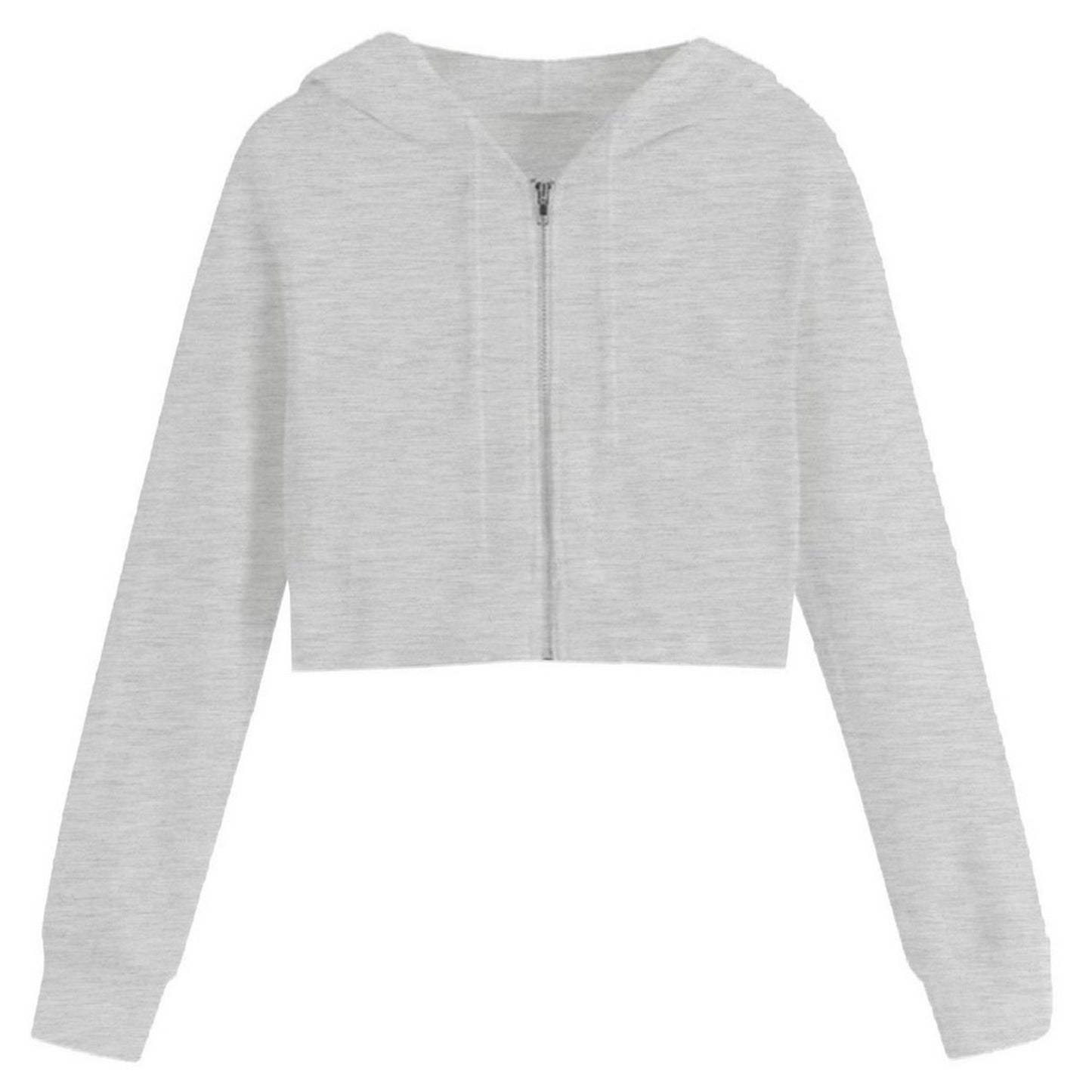 Grey - Front - Miso Womens-Ladies Relaxed Fit Crop Hoodie