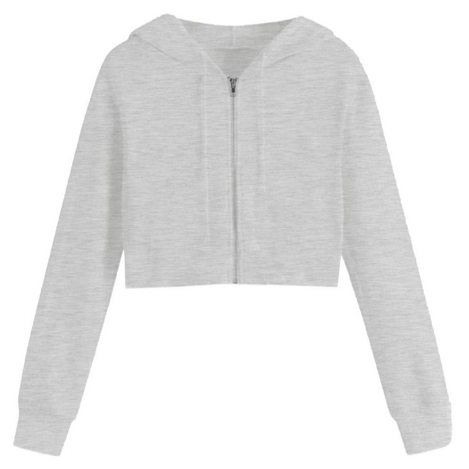 Grey - Front - Miso Womens-Ladies Relaxed Fit Crop Hoodie