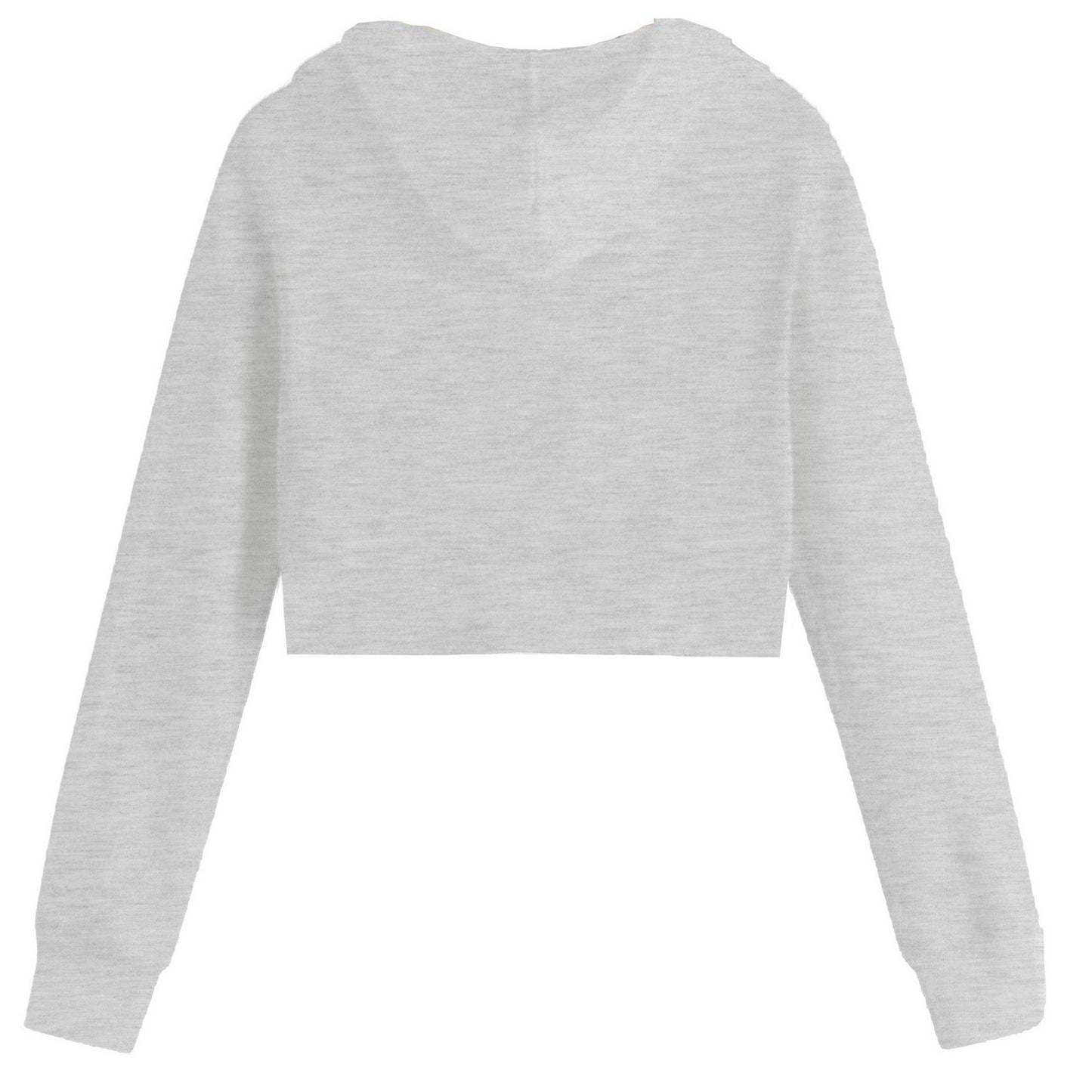 Grey - Back - Miso Womens-Ladies Relaxed Fit Crop Hoodie