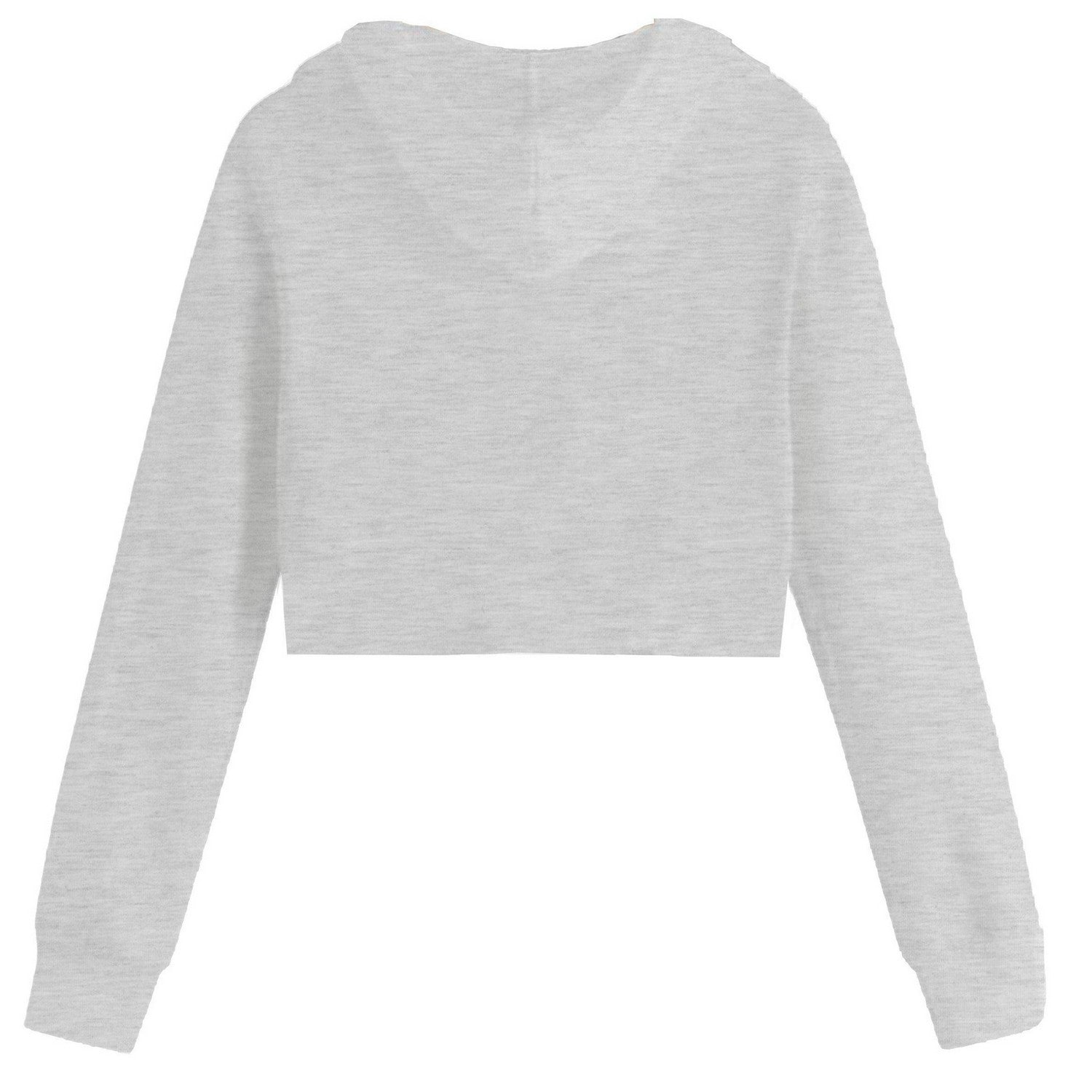 Grey - Back - Miso Womens-Ladies Relaxed Fit Crop Hoodie