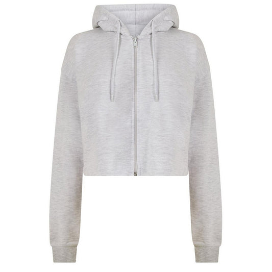 Oatmeal - Front - Miso Womens-Ladies Relaxed Fit Crop Hoodie