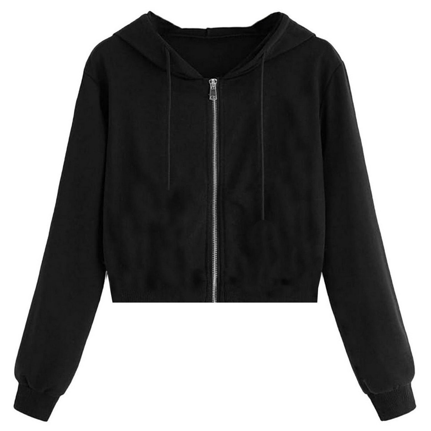 Black - Front - Miso Womens-Ladies Relaxed Fit Crop Hoodie